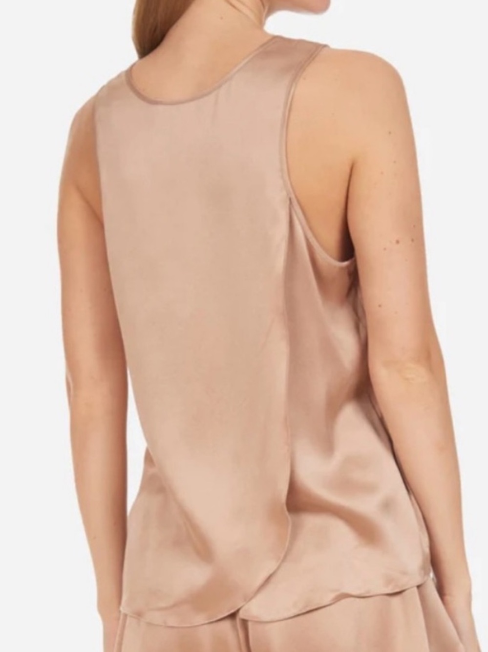 LUNYA Washable Silk Tulip Back Sleeveless Tank Tan Pajama Top Sz S